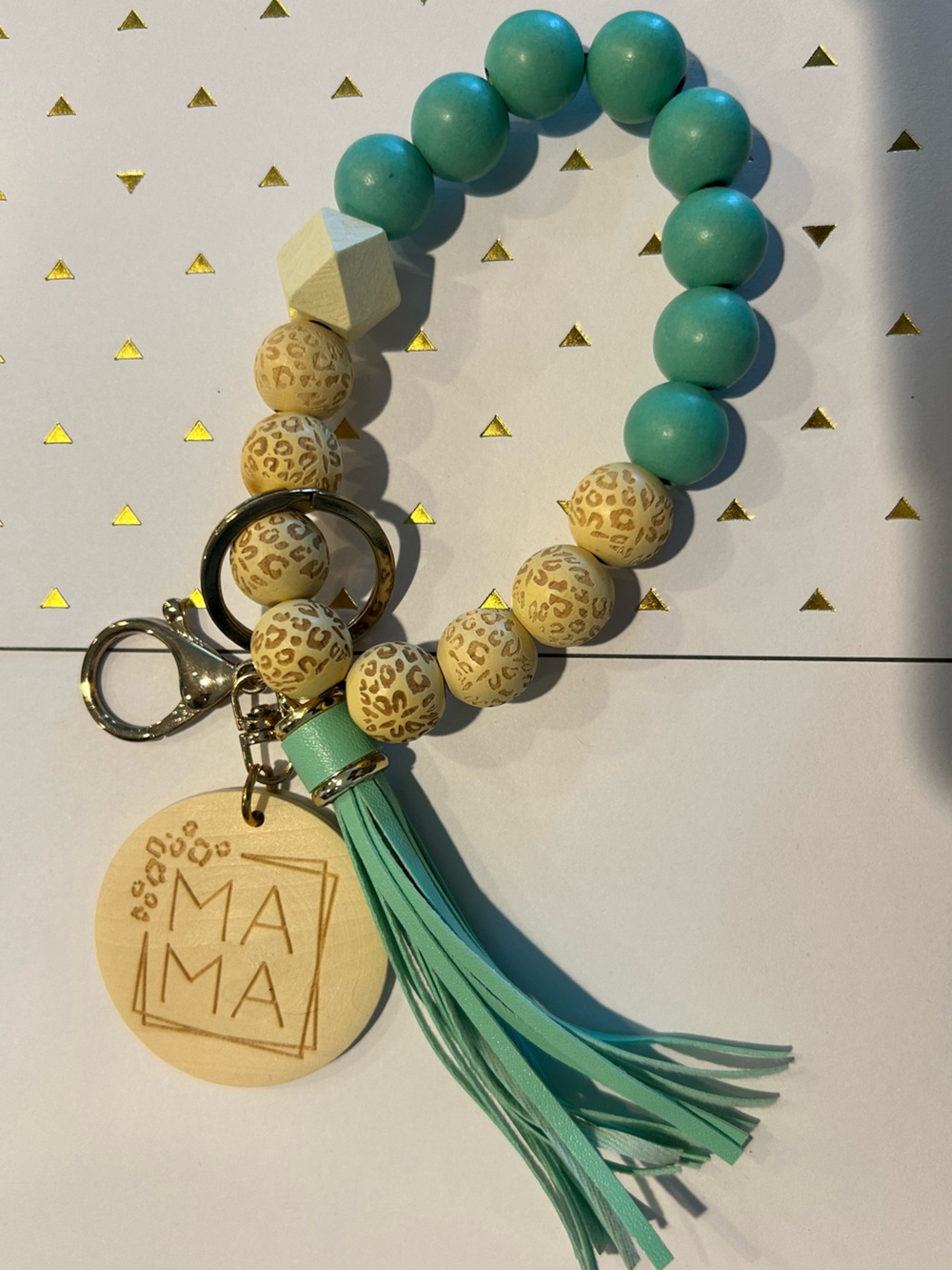 Turquoise Beaded Tassel Key & Card Holder Wristlet